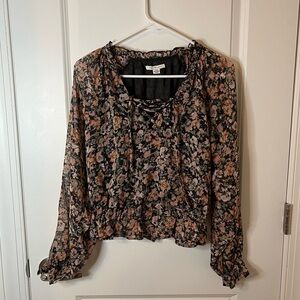American Eagle Floral Metallic Blouse